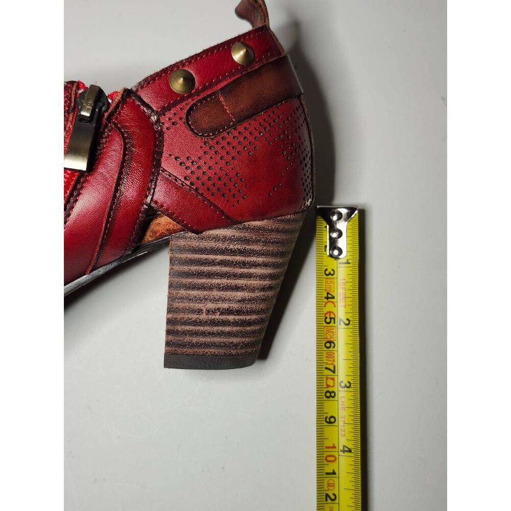 L'Artiste Womens Perforated Shooties Ankle Booties Crimson Red Leather Size 7.5 - Picture 16 of 16